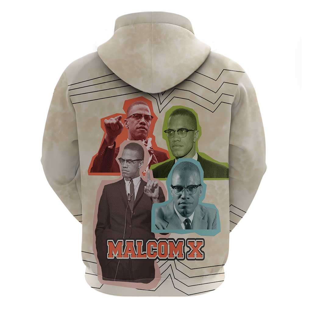 Malcolm X Hoodie Pop Art Portrait Collage Civil Rights Activist Retro Style Design - Wonder Print Shop