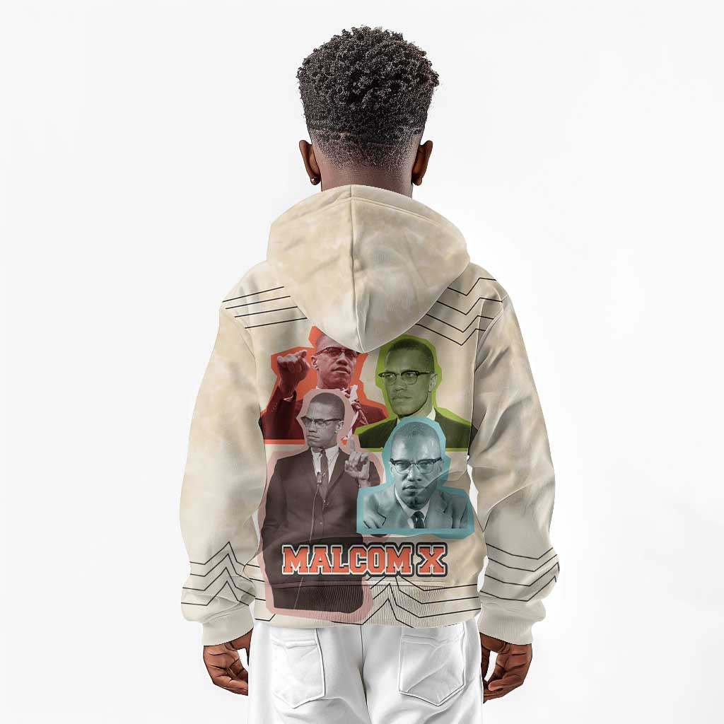 Malcolm X Kid Hoodie Pop Art Portrait Collage Civil Rights Activist Retro Style Design - Wonder Print Shop