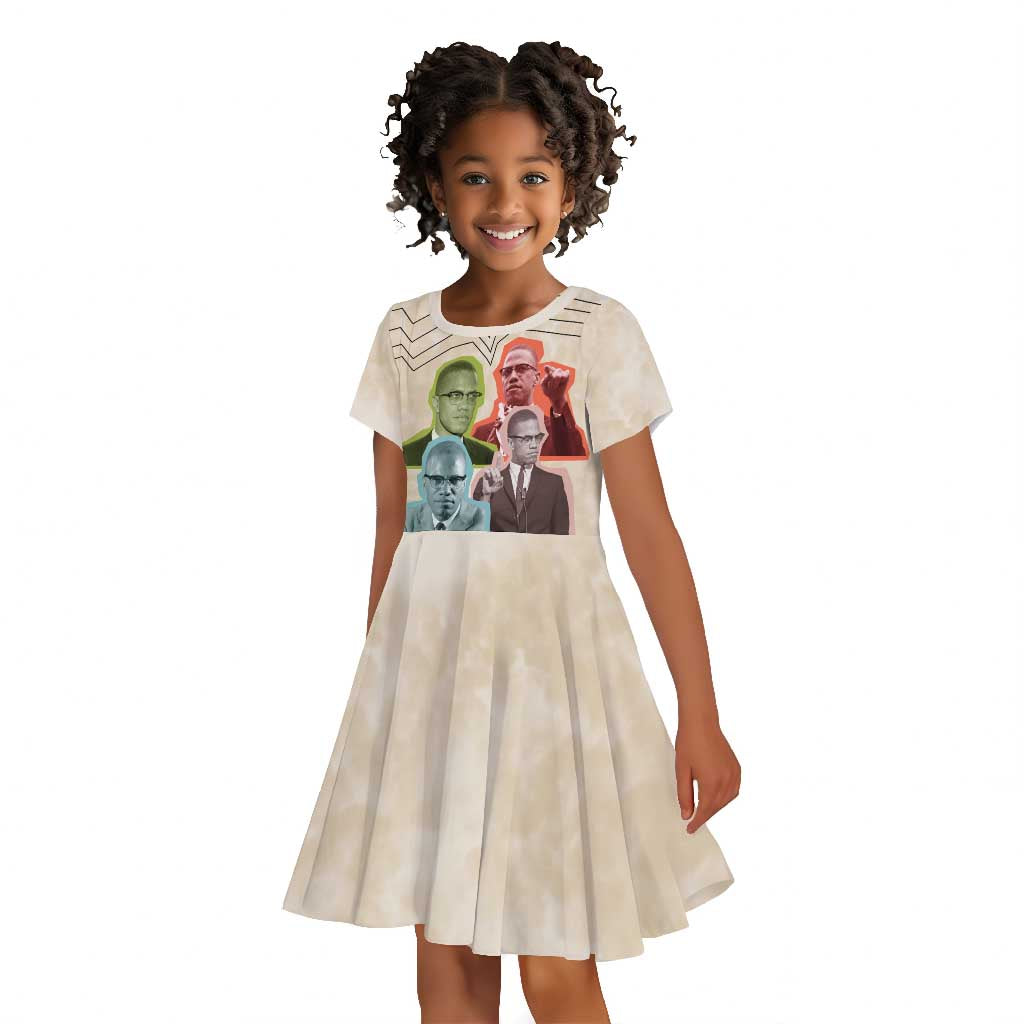 Malcolm X Kid Short Sleeve Dress Pop Art Portrait Collage Civil Rights Activist Retro Style Design TS04