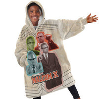 Malcolm X Kid Wearable Blanket Hoodie Pop Art Portrait Collage Civil Rights Activist Retro Style Design - Wonder Print Shop
