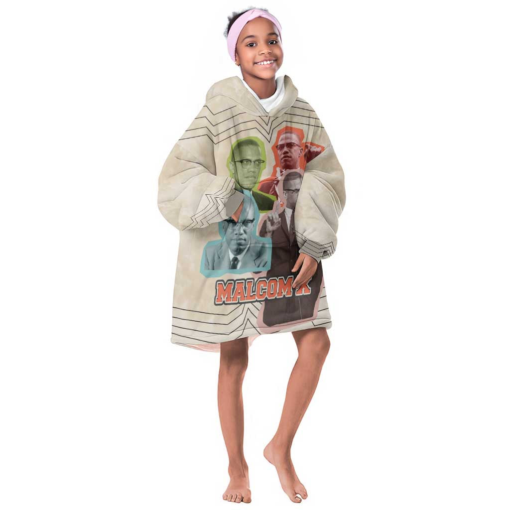 Malcolm X Kid Wearable Blanket Hoodie Pop Art Portrait Collage Civil Rights Activist Retro Style Design - Wonder Print Shop