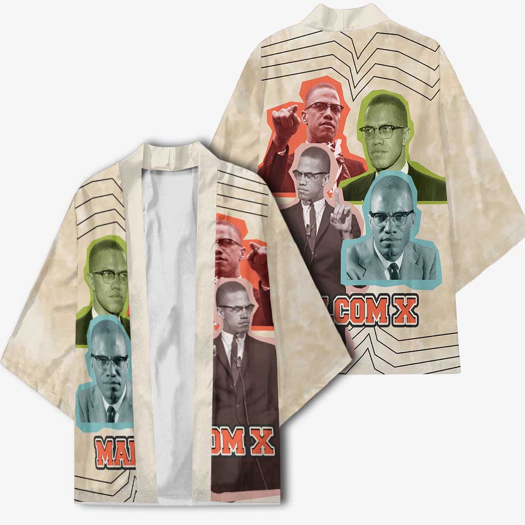 Malcolm X Kimono Pop Art Portrait Collage Civil Rights Activist Retro Style Design - Wonder Print Shop