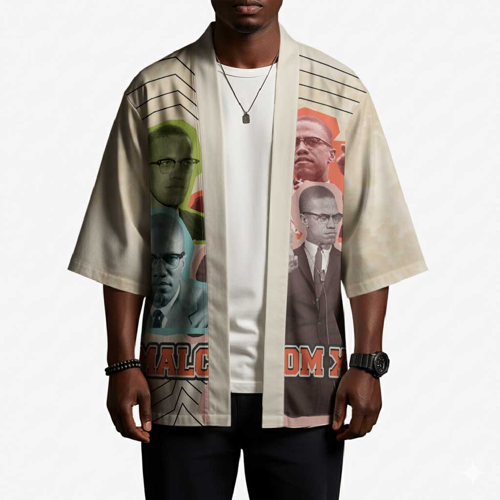 Malcolm X Kimono Pop Art Portrait Collage Civil Rights Activist Retro Style Design - Wonder Print Shop