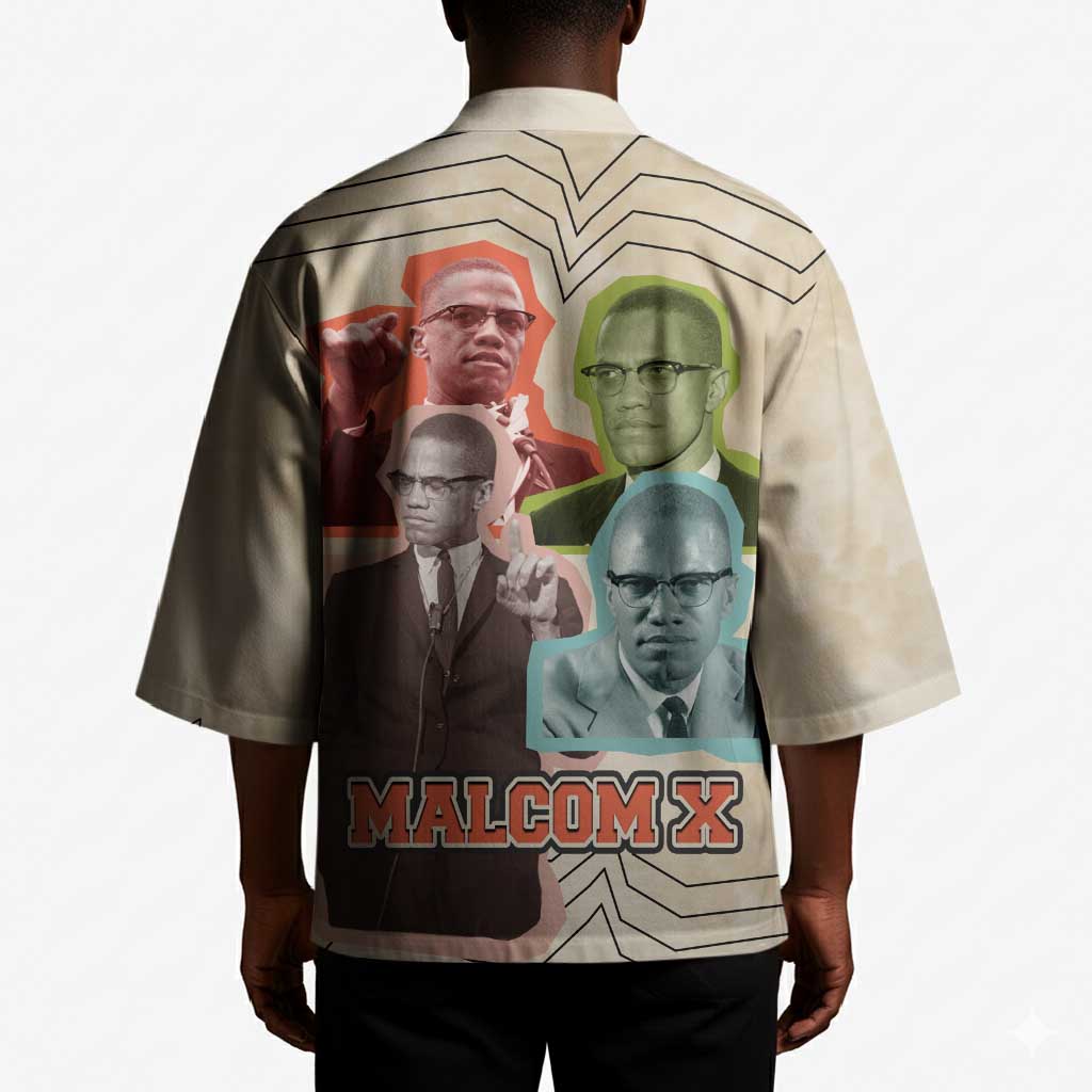 Malcolm X Kimono Pop Art Portrait Collage Civil Rights Activist Retro Style Design - Wonder Print Shop