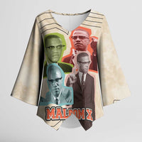 Malcolm X Kimono Sleeve Blouse Pop Art Portrait Collage Civil Rights Activist Retro Style Design - Wonder Print Shop