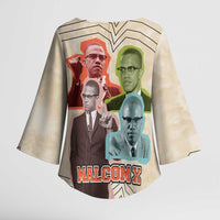 Malcolm X Kimono Sleeve Blouse Pop Art Portrait Collage Civil Rights Activist Retro Style Design - Wonder Print Shop
