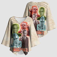 Malcolm X Kimono Sleeve Blouse Pop Art Portrait Collage Civil Rights Activist Retro Style Design - Wonder Print Shop