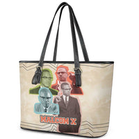 Malcolm X Leather Tote Bag Pop Art Portrait Collage Civil Rights Activist Retro Style Design - Wonder Print Shop
