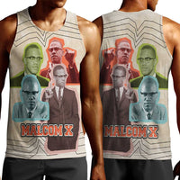Malcolm X Men Tank Top Pop Art Portrait Collage Civil Rights Activist Retro Style Design - Wonder Print Shop