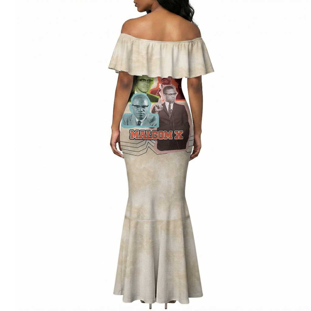 Malcolm X Mermaid Dress Pop Art Portrait Collage Civil Rights Activist Retro Style Design TS04