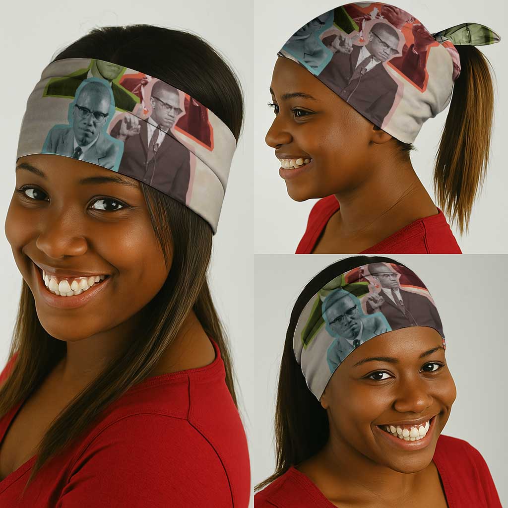 Malcolm X Neck Gaiter Pop Art Portrait Collage Civil Rights Activist Retro Style Design - Wonder Print Shop