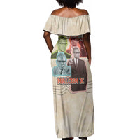 Malcolm X Off Shoulder Maxi Dress Pop Art Portrait Collage Civil Rights Activist Retro Style Design - Wonder Print Shop