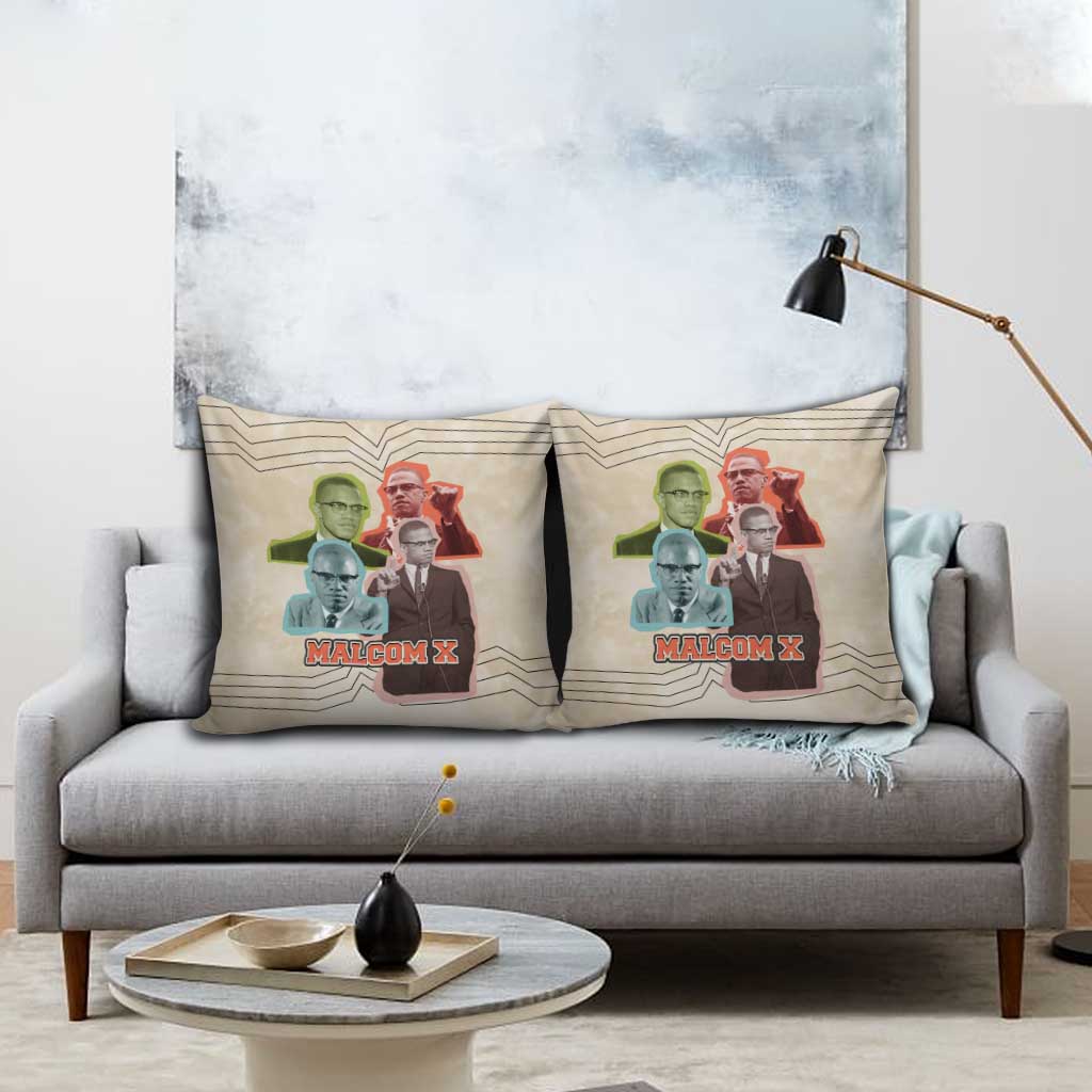 Malcolm X Pillow Cover Pop Art Portrait Collage Civil Rights Activist Retro Style Design - Wonder Print Shop