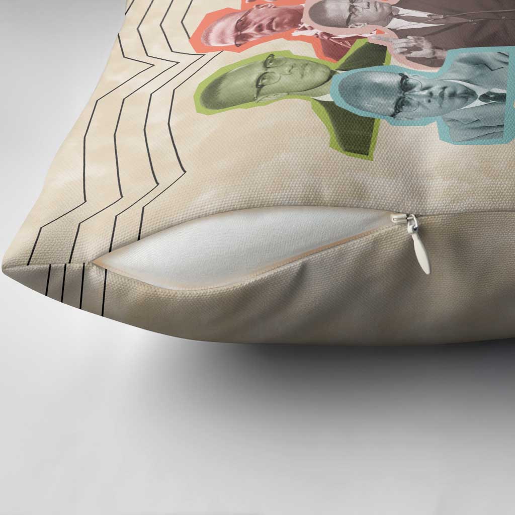 Malcolm X Pillow Cover Pop Art Portrait Collage Civil Rights Activist Retro Style Design - Wonder Print Shop