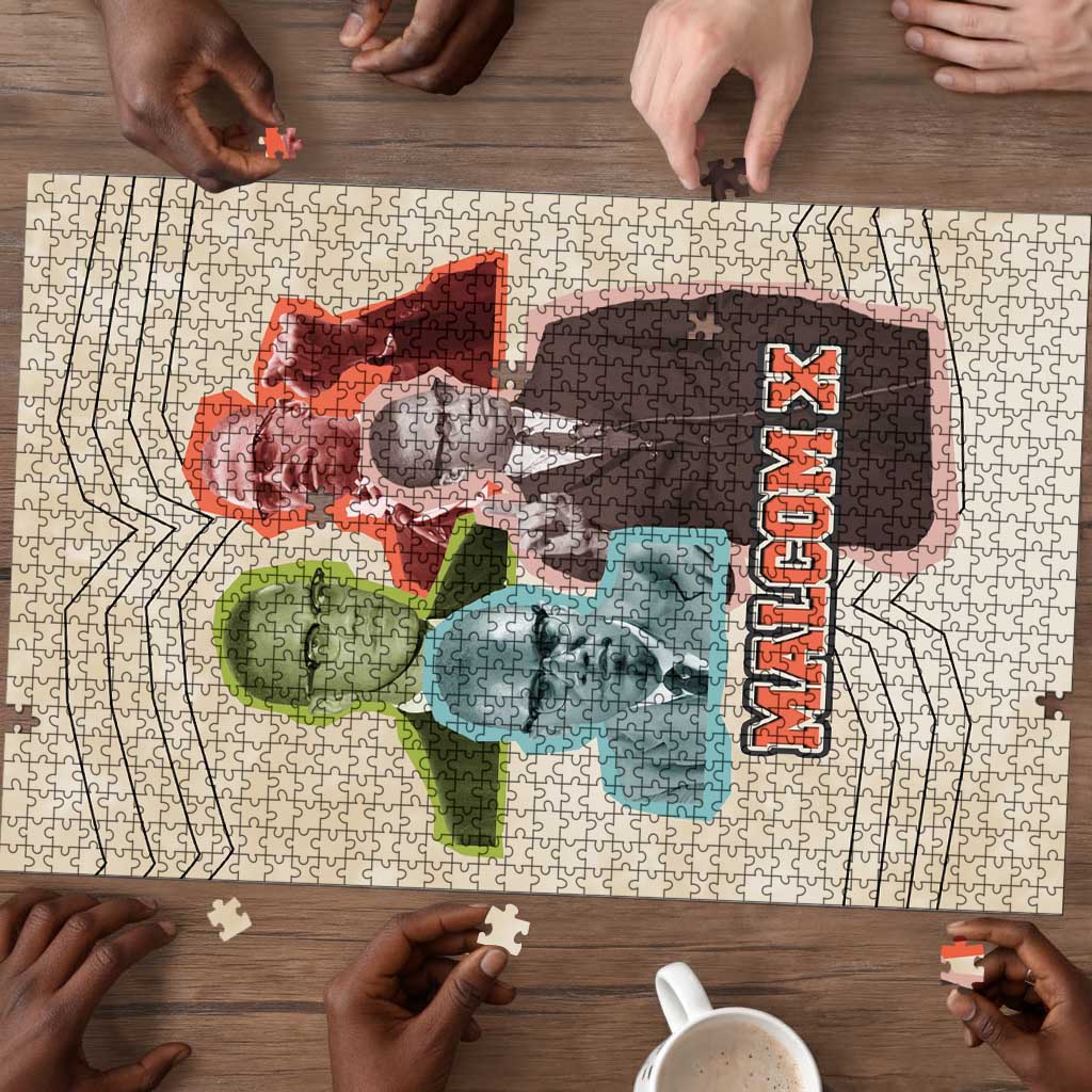 Malcolm X Puzzle Pop Art Portrait Collage Civil Rights Activist Retro Style Design - Wonder Print Shop