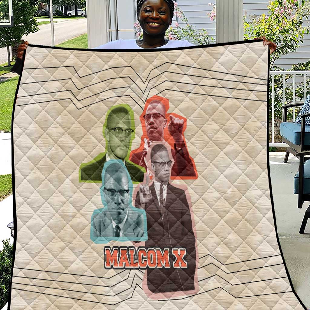 Malcolm X Quilt Pop Art Portrait Collage Civil Rights Activist Retro Style Design - Wonder Print Shop