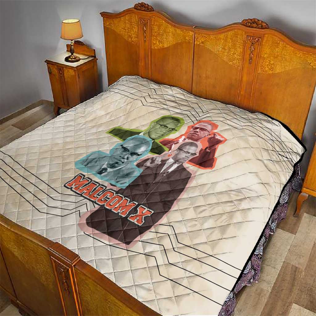 Malcolm X Quilt Pop Art Portrait Collage Civil Rights Activist Retro Style Design - Wonder Print Shop