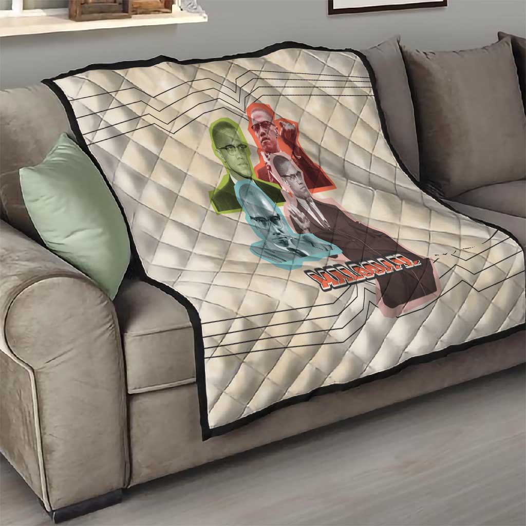 Malcolm X Quilt Pop Art Portrait Collage Civil Rights Activist Retro Style Design - Wonder Print Shop