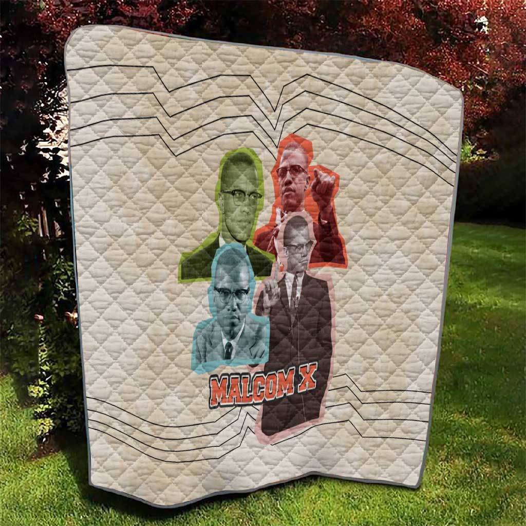 Malcolm X Quilt Pop Art Portrait Collage Civil Rights Activist Retro Style Design - Wonder Print Shop