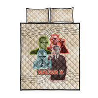 Malcolm X Quilt Bed Set Pop Art Portrait Collage Civil Rights Activist Retro Style Design - Wonder Print Shop