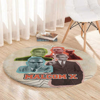 Malcolm X Round Carpet Pop Art Portrait Collage Civil Rights Activist Retro Style Design - Wonder Print Shop