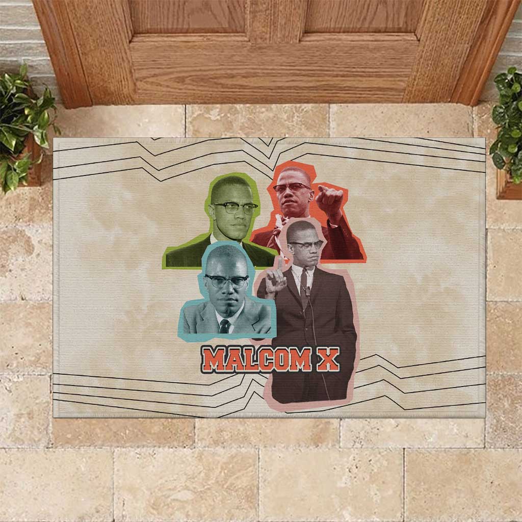 Malcolm X Rubber Doormat Pop Art Portrait Collage Civil Rights Activist Retro Style Design - Wonder Print Shop