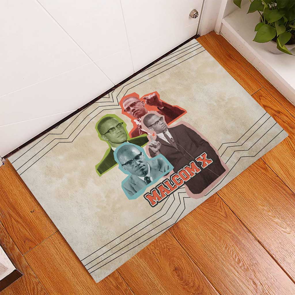 Malcolm X Rubber Doormat Pop Art Portrait Collage Civil Rights Activist Retro Style Design - Wonder Print Shop