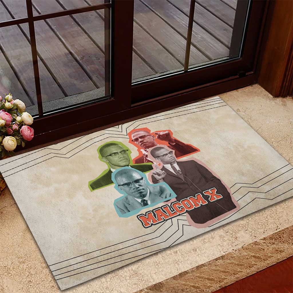 Malcolm X Rubber Doormat Pop Art Portrait Collage Civil Rights Activist Retro Style Design - Wonder Print Shop