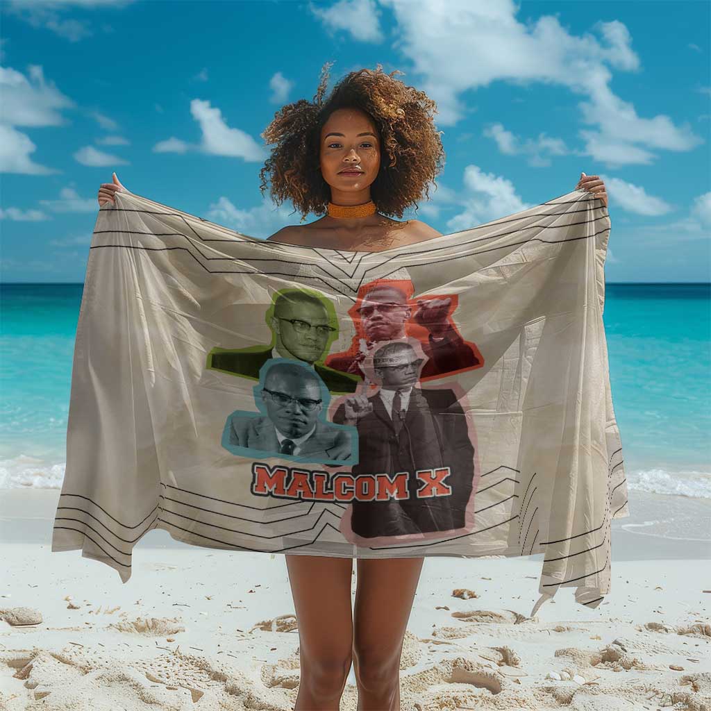 Malcolm X Sarong Pop Art Portrait Collage Civil Rights Activist Retro Style Design - Wonder Print Shop
