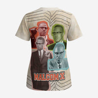 Malcolm X Scrub Top Pop Art Portrait Collage Civil Rights Activist Retro Style Design - Wonder Print Shop