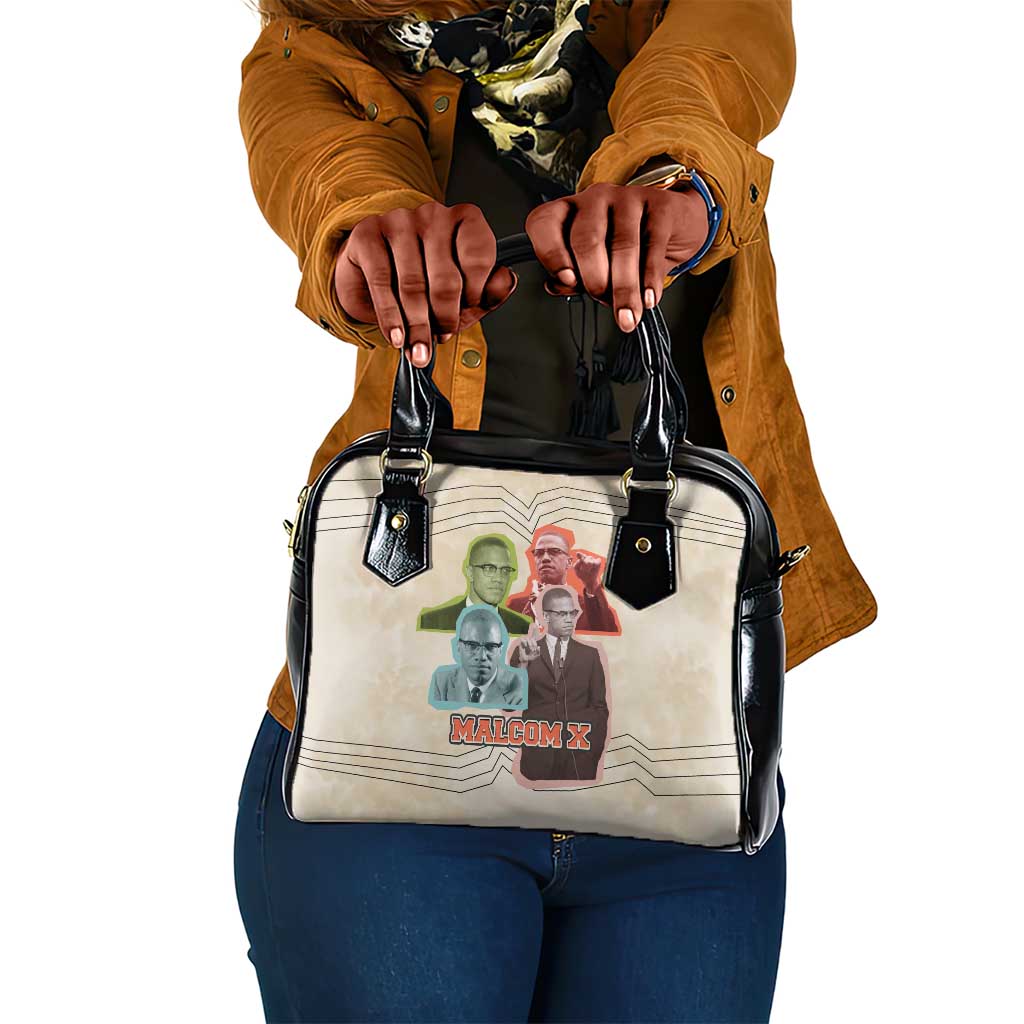 Malcolm X Shoulder Handbag Pop Art Portrait Collage Civil Rights Activist Retro Style Design - Wonder Print Shop