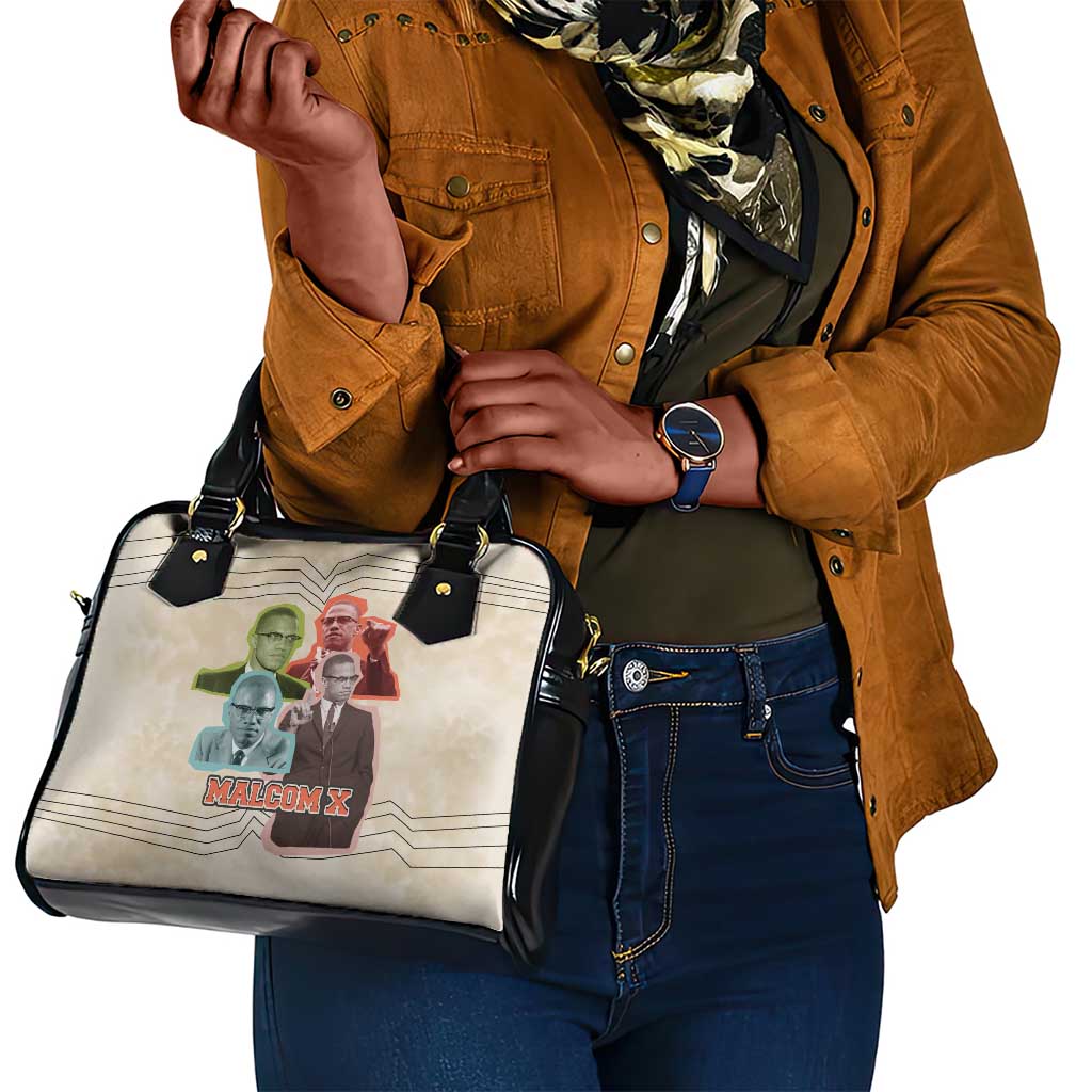 Malcolm X Shoulder Handbag Pop Art Portrait Collage Civil Rights Activist Retro Style Design - Wonder Print Shop