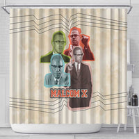 Malcolm X Shower Curtain Pop Art Portrait Collage Civil Rights Activist Retro Style Design - Wonder Print Shop