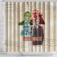 Malcolm X Shower Curtain Pop Art Portrait Collage Civil Rights Activist Retro Style Design - Wonder Print Shop