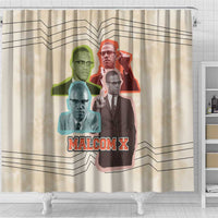 Malcolm X Shower Curtain Pop Art Portrait Collage Civil Rights Activist Retro Style Design - Wonder Print Shop