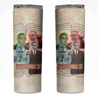 Malcolm X Skinny Tumbler Pop Art Portrait Collage Civil Rights Activist Retro Style Design - Wonder Print Shop