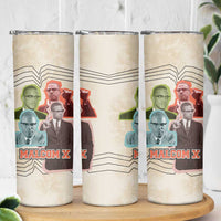 Malcolm X Skinny Tumbler Pop Art Portrait Collage Civil Rights Activist Retro Style Design - Wonder Print Shop