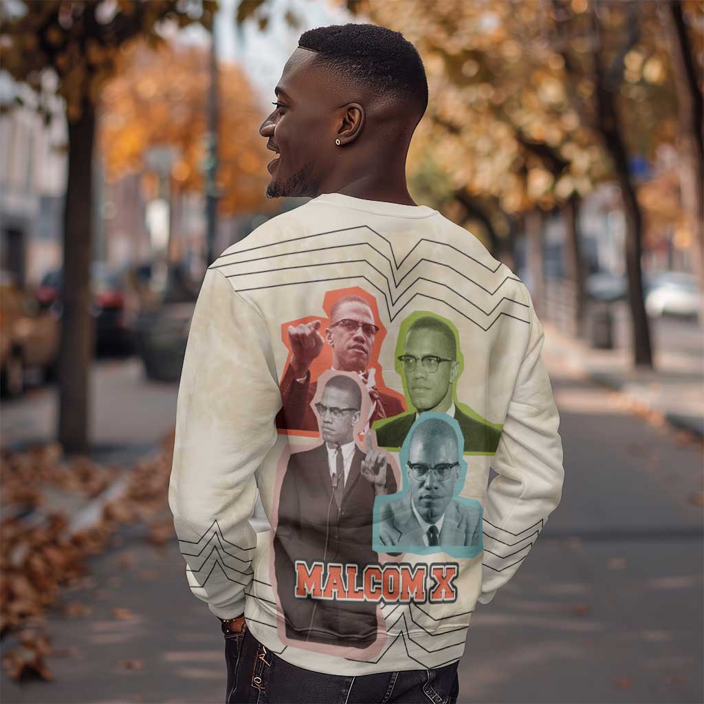 Malcolm X Sweatshirt Pop Art Portrait Collage Civil Rights Activist Retro Style Design - Wonder Print Shop