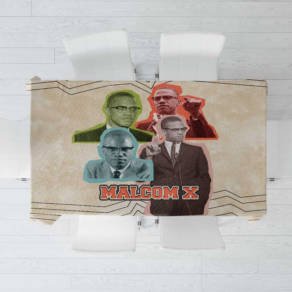 Malcolm X Tablecloth Pop Art Portrait Collage Civil Rights Activist Retro Style Design - Wonder Print Shop