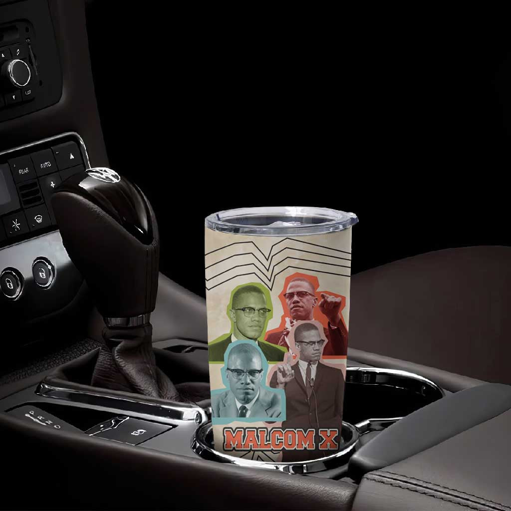 Malcolm X Tumbler Cup Pop Art Portrait Collage Civil Rights Activist Retro Style Design - Wonder Print Shop