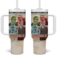 Malcolm X Tumbler With Handle Pop Art Portrait Collage Civil Rights Activist Retro Style Design - Wonder Print Shop