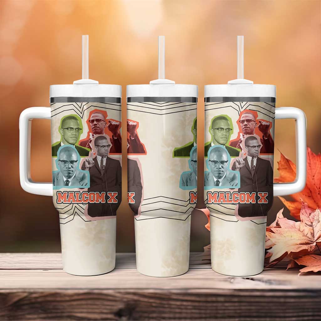 Malcolm X Tumbler With Handle Pop Art Portrait Collage Civil Rights Activist Retro Style Design - Wonder Print Shop
