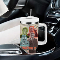 Malcolm X Tumbler With Handle Pop Art Portrait Collage Civil Rights Activist Retro Style Design - Wonder Print Shop