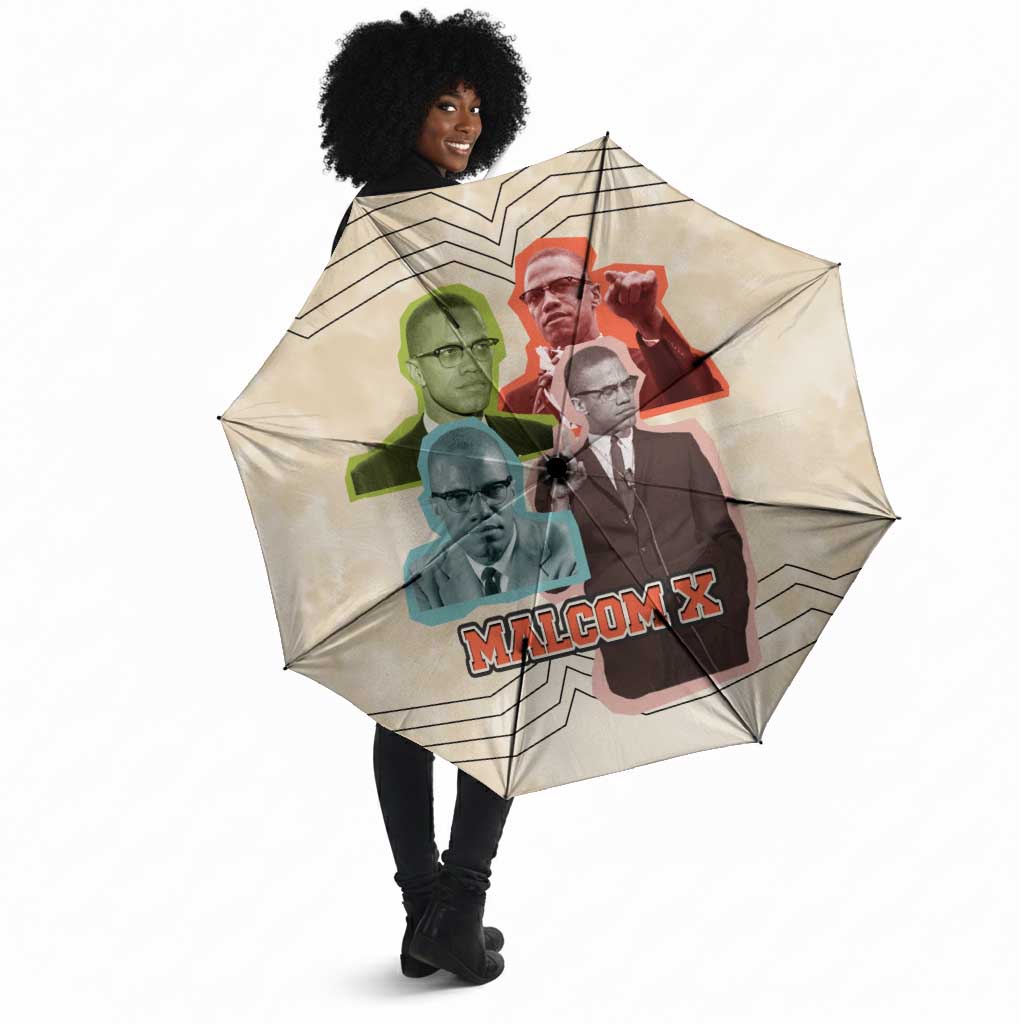 Malcolm X Umbrella Pop Art Portrait Collage Civil Rights Activist Retro Style Design - Wonder Print Shop