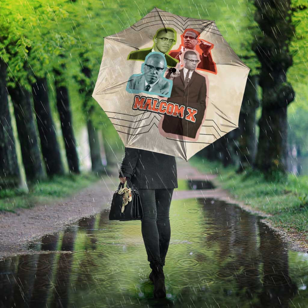 Malcolm X Umbrella Pop Art Portrait Collage Civil Rights Activist Retro Style Design - Wonder Print Shop