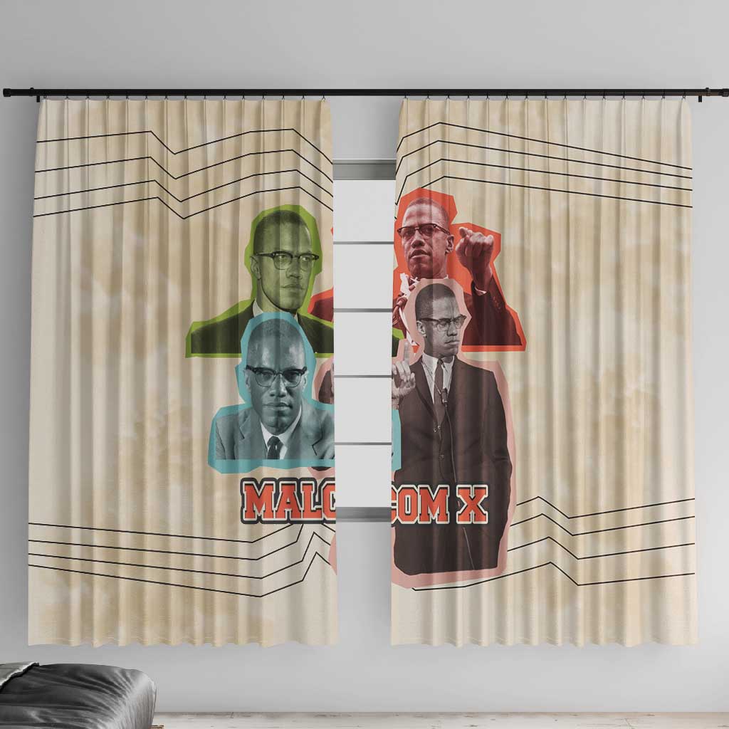 Malcolm X Window Curtain Pop Art Portrait Collage Civil Rights Activist Retro Style Design - Wonder Print Shop