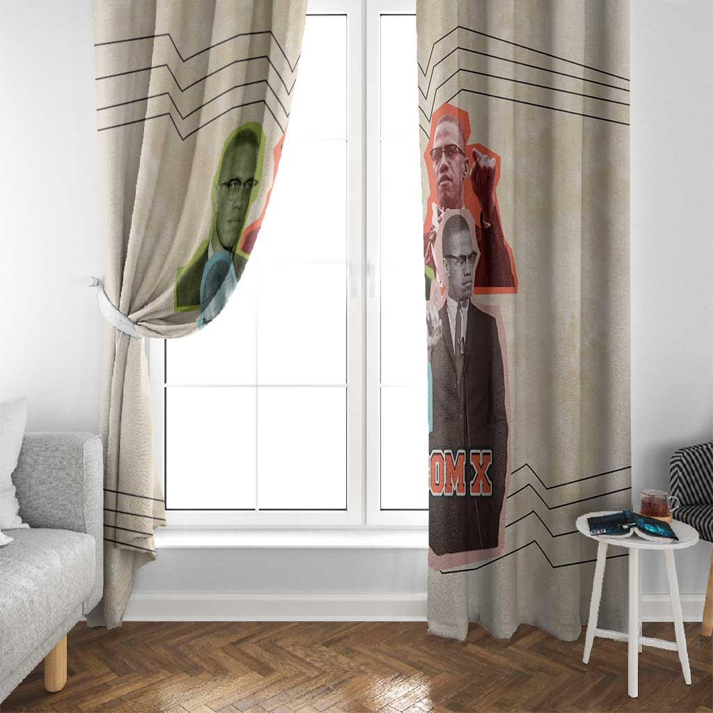 Malcolm X Window Curtain Pop Art Portrait Collage Civil Rights Activist Retro Style Design - Wonder Print Shop