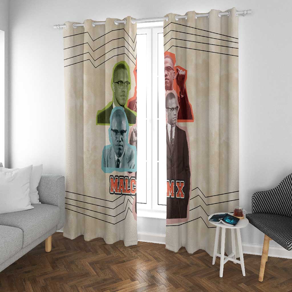 Malcolm X Window Curtain Pop Art Portrait Collage Civil Rights Activist Retro Style Design - Wonder Print Shop