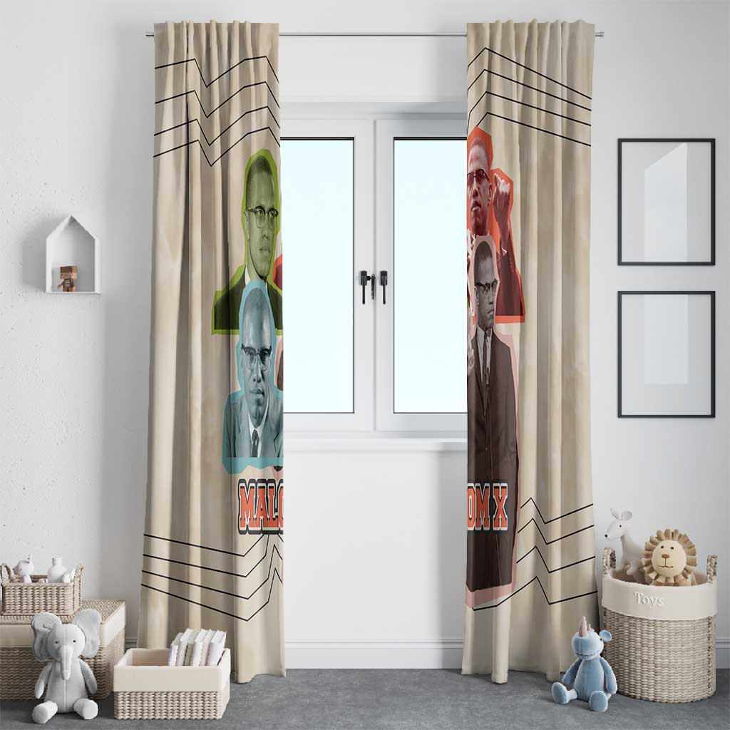 Malcolm X Window Curtain Pop Art Portrait Collage Civil Rights Activist Retro Style Design - Wonder Print Shop