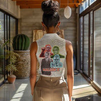 Malcolm X Women Sleeveless Polo Shirt Pop Art Portrait Collage Civil Rights Activist Retro Style Design - Wonder Print Shop